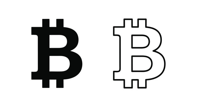 Bitcoin symbol silhouette black and white outline style