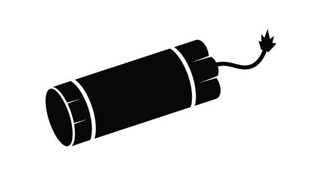 Dynamite stick with fuse black silhouette high quality