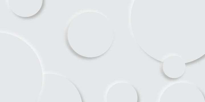 Abstract grey geometric overlapping circle background Neomorphs style. Presentation slide template. Vector circles design Object web round shape clean modern poster, banner background Vector