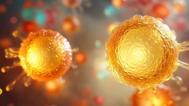 Mesenchymal Stem Cells Transforming into Osteoblasts, Chondrocytes, or Adipocytes in a Glowing Cellular Environment