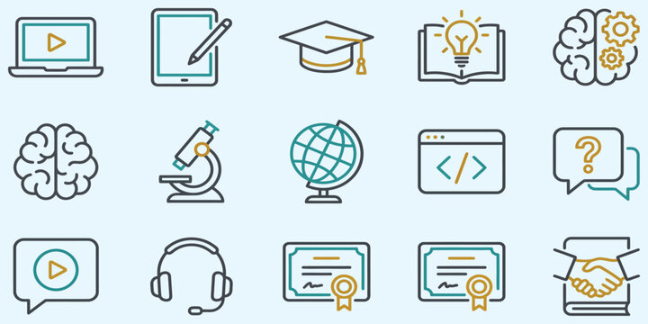 Modern Education Line Vector Icon Set Collection