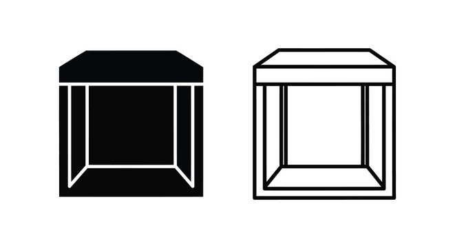 Geometric box shapes black and white line art silhouette