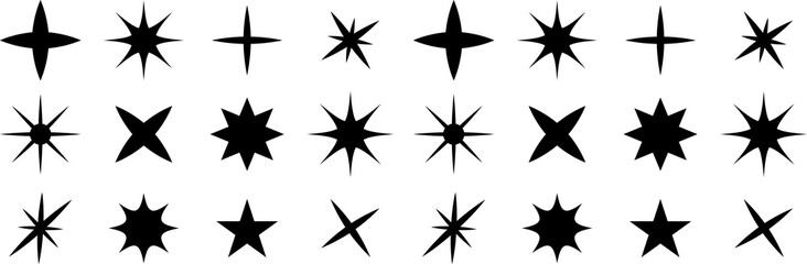 Obraz premium Star icons. Twinkling stars. Sparkles, shining burst. Christmas vector symbols isolated. Vector illustration.