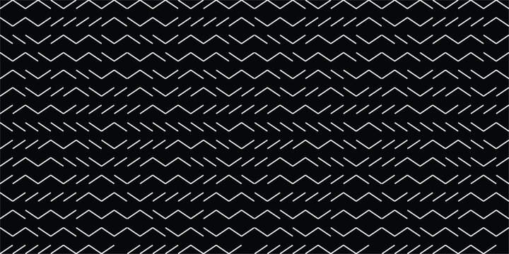 Seamless black and white geometric pattern with alternating zigzag and chevron lines creating a modern abstract textile design.