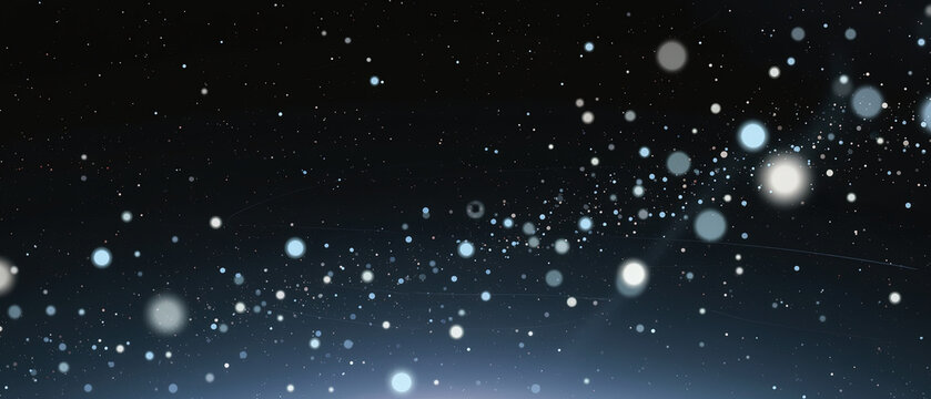 Floating glowing particle dark space background abstract bokeh Glowing particle field drifting across dark space background, abstract bokeh light