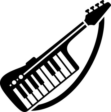 Black and white keytar musical instrument icon vector illustration isolated on white