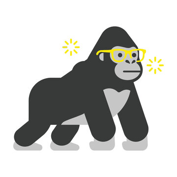 Gorilla wearing yellow glasses cartoon animal