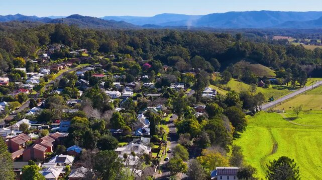 Aerial View of Residential Houses and Rural Landscape in Glen Innes