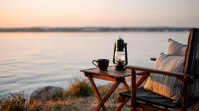 Minimal Camping Breakfast by a Lakeside Sunrise
