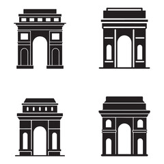 Fototapeta premium Set of black and white illustrations of arch gates with different designs and structures monumental architecture iconic landmarks