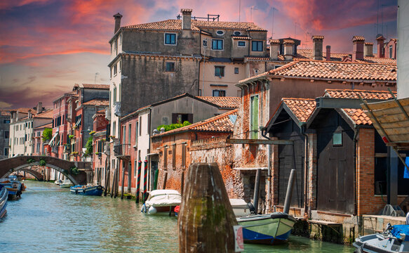 a picturesque view of the Rio della Sensa canal in the Cannaregio district of Venice.