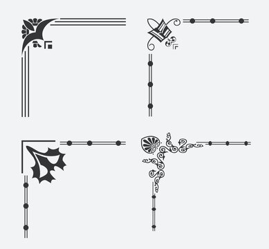 Frame border set background aesthetic ornamental decorative retro style creative beautiful floral frames collection