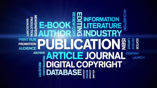 Publication animated word cloud-text design animation tag kinetic typography seamless loop.
