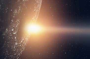 Attack of the asteroid (meteor) on the Moon "Elements of this image furnished by NASA  © muratart