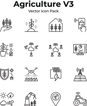 Agriculture V3 Vector Icon Pack for Smart Farming and Sustainable Agriculture