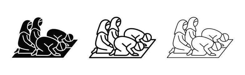 Obraz premium Vector muslim family praying on a mat Vector