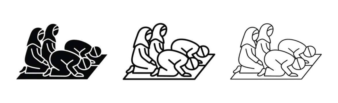 Vector muslim family praying on a mat Vector