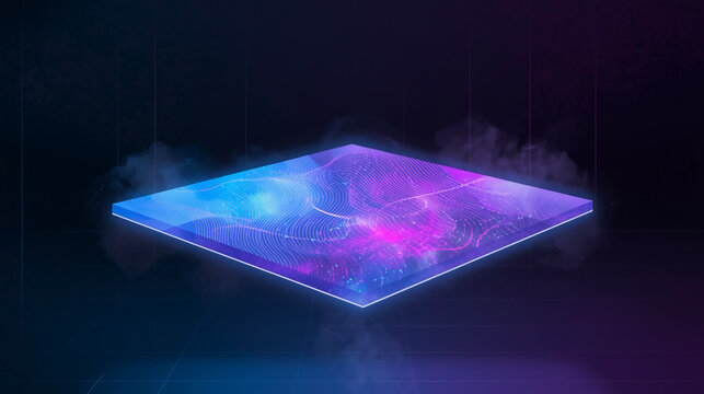 Holo-Deck of Unseen Power, Neon Field Hidden Logic, Chromatic Quantum Platform Purple Signal Interface Electric Dreams on Glass Luminous Grid Engin Box of Light-Based Truth Prismatic Energy Console 