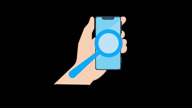 hand holding smartphone mobile Phone icon concept loop animation video with alpha channel
