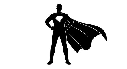 Father's Day, Dad, Vector, Black superhero silhouette, male hero icon, cape vector, superhero logo , Happy Father's Day © MITURANI