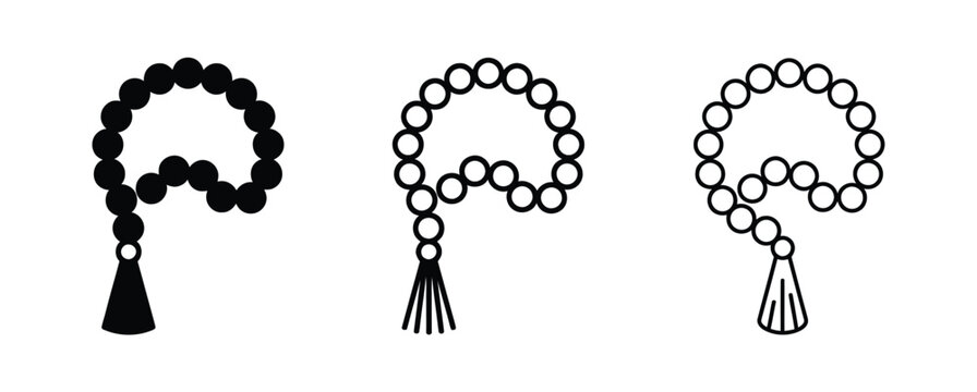 Rosary beads with tassels in black and white Vector