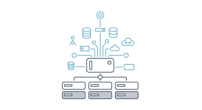 Cloud Computing Network Diagram with Servers and Data Storage