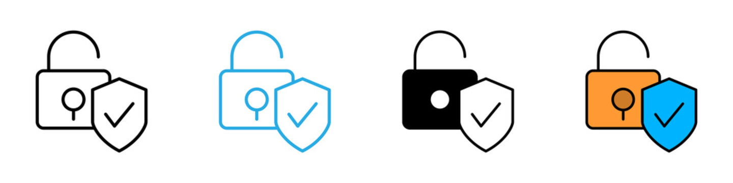  Padlock multi - style icon design concept