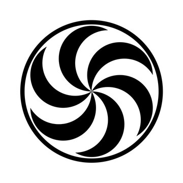 Abstract 3D spiral sphere candy swirl vector illustration design logo with striped peppermint pattern and round geometric shape