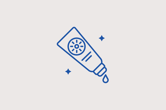 Tube of sunscreen line icon for skin protection and summer health. Essential vector illustration for beach packing lists and skincare product branding.
