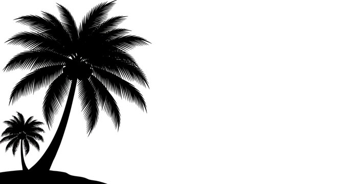 Silhouette of two palm trees on a white background, representing vacation and tropical destinations.