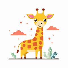 Fototapeta premium Cute Cartoon Giraffe Illustration