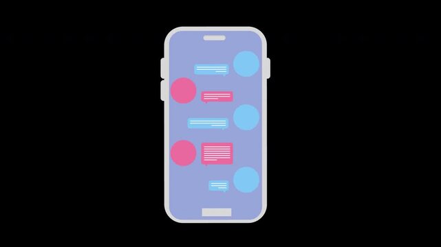 Mobile chat speech bubbles Message bubble animation video transparent background with alpha channel.