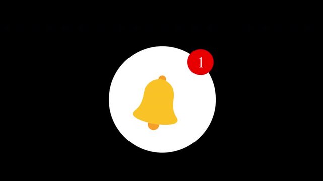 Increasing notification counter Notification bell icon animation video with alpha channel