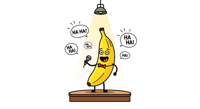 Funny Banana Comedian Performing Stand-Up Comedy on Stage