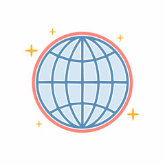 Obraz premium Stylized Globe Icon with Sparkles