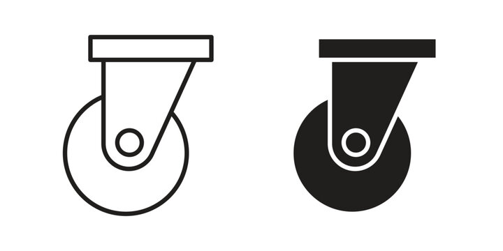 Cart trolley wheel icon symbol. Flat Vector illustration set