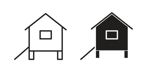 Chicken coop icon symbol. Flat Vector illustration set © Warpiya