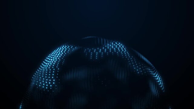 abstract digital globe with blue glowing dots and futuristic cyberspace concept.