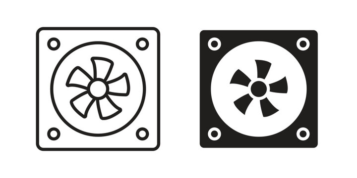 Cooling fan icon symbol. Flat Vector illustration set