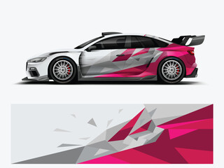Editable Silver Pink Racing Car Wrap Livery Vector for Motorsport Design © black