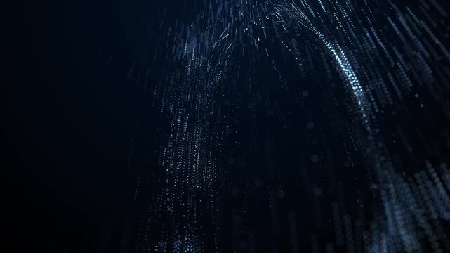 futuristic data flow background with blue glowing particles and cyberspace technology concept.