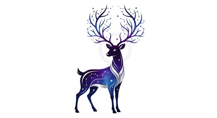 Cosmic Deer with Galaxy Antlers and Stars - Mystical Forest Creature © malika