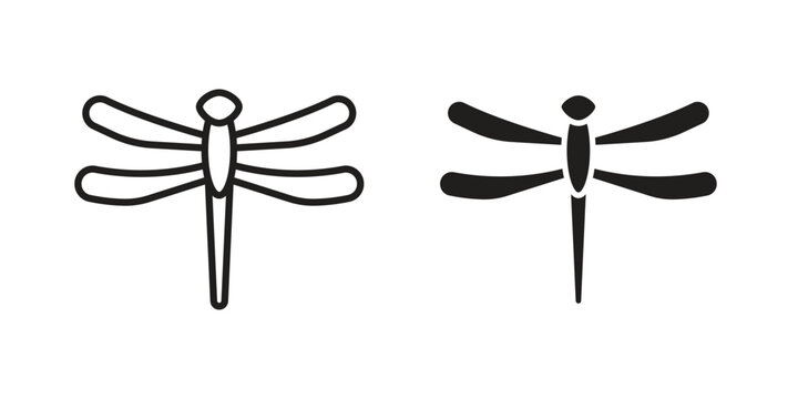 Dragon fly icon symbol. Flat Vector illustration set