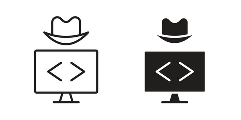 Hacker icon symbol. Flat Vector illustration set © Warpiya