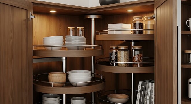 Corner Kitchen Cabinet Organization System.