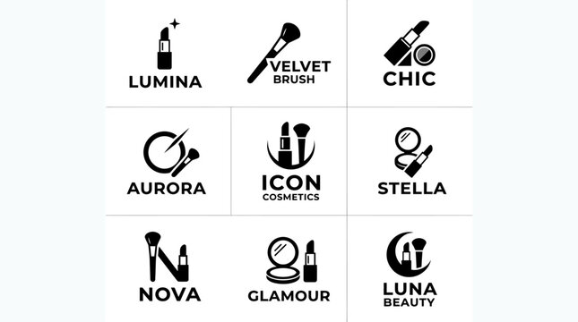 Collection of beauty brand logos.