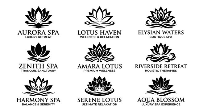Spa and wellness center logos.