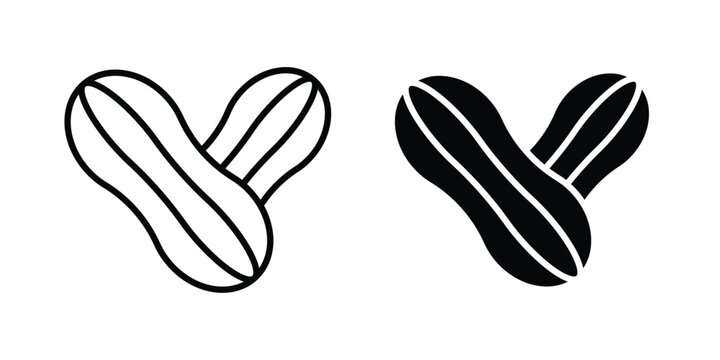 Peanut icon symbol. Flat Vector illustration set