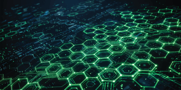Dark Green Futuristic Hexagon Texture