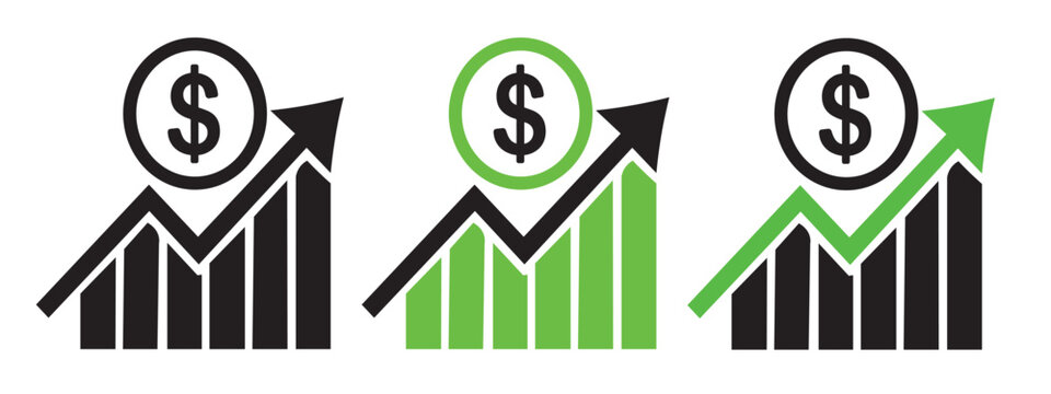 Financial growth chart with dollar sign and upward arrow financial increase